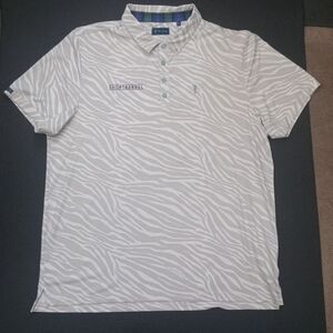 William Murray Golf White/Tan Zebra Print Polo Shirt Sz XXL